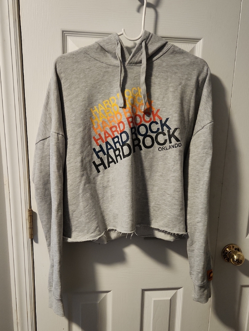 Hard Rock Orlando Grey Hoodie with Multicolor Logo - XL